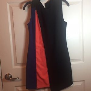 BCBG Black, blue & coral dress